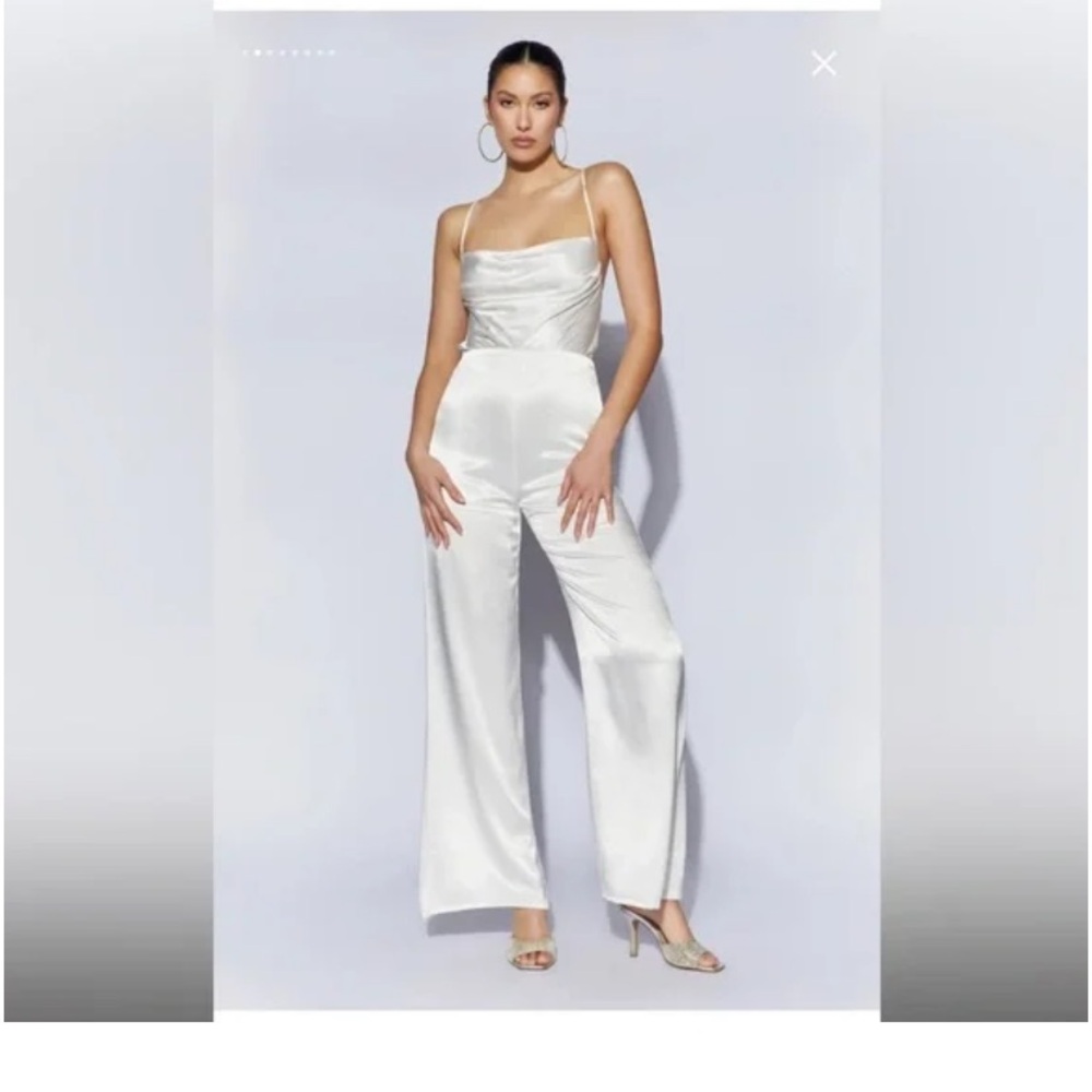 Meshki White Satin Jumpsuit